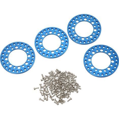 Anneaux de roue CNC 1,9 pouces pour 1/10 RC - Lot de 4 - Alliage aluminium, stabilité améliorée, couleur bleue. (1/5)