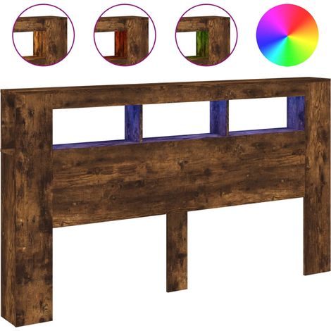 Tête de lit,Panneau décoratif à LED chêne fumé 180x18,5x103,5cm bois d'ingénierie CFW3095004 (1/5)