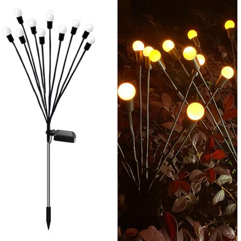 Lámpara de jardín brillante, con forma de luciérnaga, alimentada por energía solar, resistente al agua, ideal para caminos de jardín, decoración de jardines y como luz nocturna. (1/5)