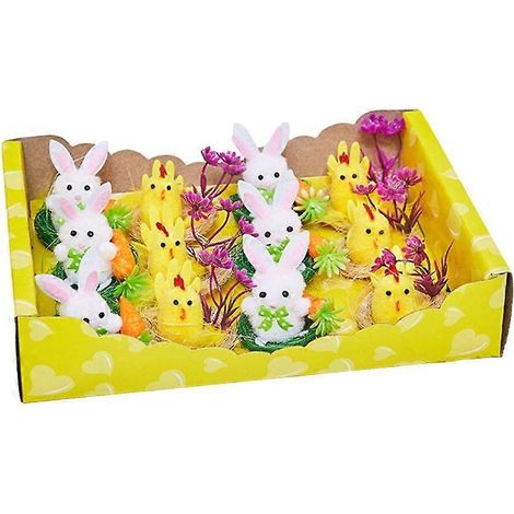 Poule de Pâques artificielle jaune adorable, cadeau de Pâques (1/5)