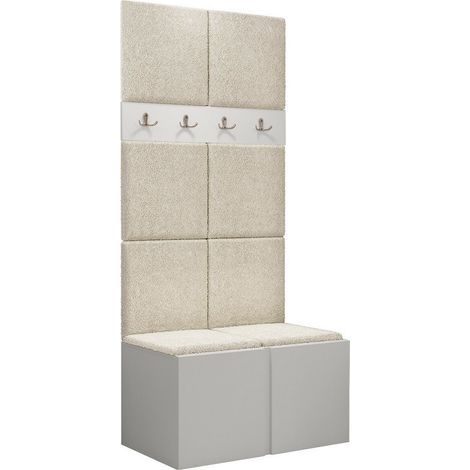 Conjunto para recibidor Pinis IV, Abriamo 3, 186x84x46cm, Aglomerado laminado, Tapiz, Colocada, Montada en la pared
