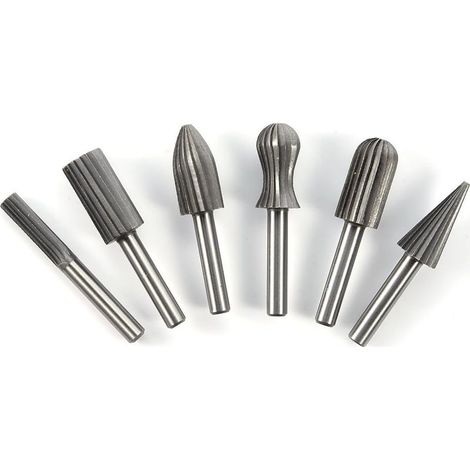 Juego de 6 fresas rotativas para amoladora angular - Vástago redondo de 6 mm - Herramientas para tallar madera (1/5)