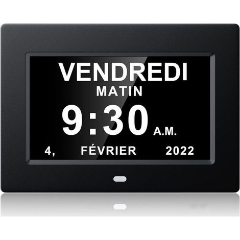 Horloge calendrier numérique One Piece 7 pouces avec date et heure, horloge Alzheimer pour parents, machine de rappel de médicaments-noir-20414324mm (1/4)