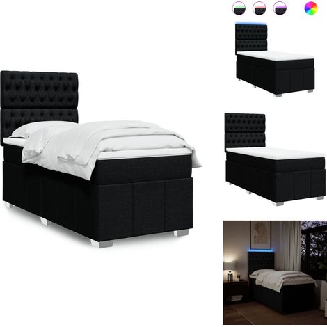 Sommier à lattes de lit avec matelas Noir 100x200 cm Tissu - Sommier À Lattes De Lit - Sommiers À Lattes De Lit - Lit - Meuble De Chambre À Coucher (1/5)
