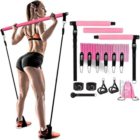 La barre de Pilates de 81 kg possède 6 niveaux de résistance réglables. (1/5)