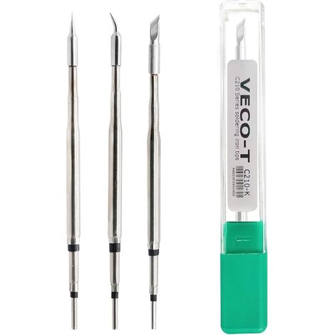 3 Pack Soldering Iron Tips, C210-I IS K Replacement for C210-018 002 020, Lead Free Heating Core, Constant Temperature, Compatible with Soldering Station (1/5)