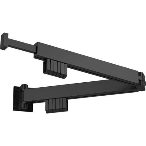 Séchoir à Linge Extensible Etendoir Linge Mural Rotatif à 360 ° Etendoir pour Balcon, Linge, Salle de Bain, Chambre à Coucher (Noir, Deux Plis) (1/4)