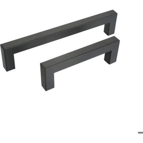 Poignée De Meuble - Acier Inoxydable - Noir - Entraxe 128 Mm - Lot De 2 (1/2)
