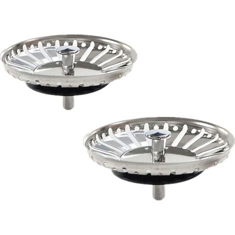 2pcs Filtre à évier/salle de bain diamètre de 84 mm avec embout à boule, en acier inoxydable (1/5)