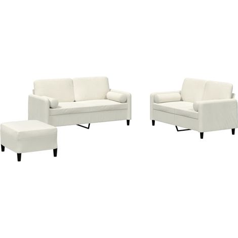 Maison Exclusive - Set di Divani 3 pz con Cuscini Crema in Velluto