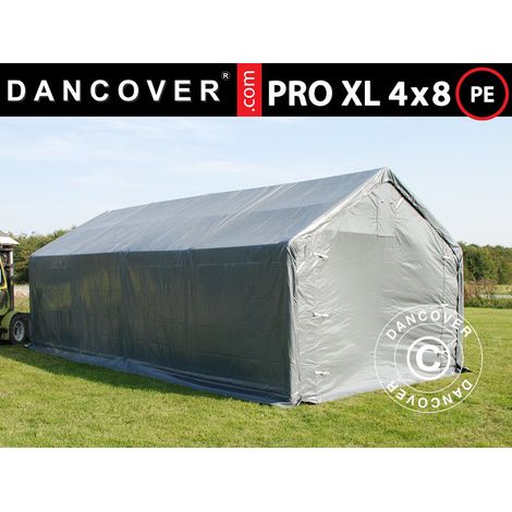 Storage shelter PRO 4x8x2.5x3.6 m, PE, Grey - Dancover