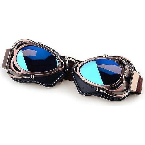 Bracingo Retro Motorradbrille, passend für Suzuki und Ducati – Blaue Gläser
