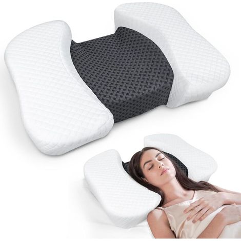 Pillow for Back Sleepers, Anti-Wrinkle Anti-Acne Memory Foam Neck Pillow, Beauty Back Sleeping Cushion, Black (1/5)