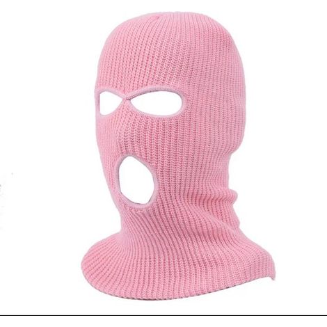 Cagoule - Bonnet de ski - Chapeau - Casquette de moto - Masque facial - Masque intégral - Visière - Cache-cou - Taille unique - Trois trous - Unisexe - Rose (1/5)