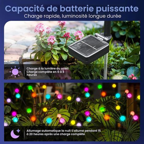 2 lampes solaires décorations Noël 20 LED lucioles, étanches, cour/patio/allée, coloré. (1/4)