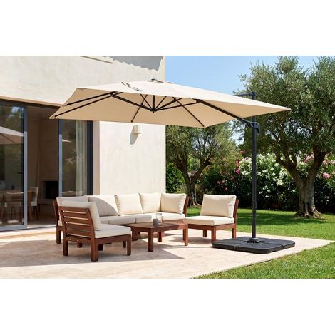 Ampelschirm 3 x 3 m NAVAGIO aus Aluminium - 360° drehbar und neigbar - Beige