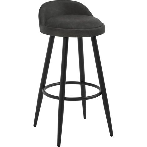 WOLTU Set di 1 Sgabello Da Bar In Similpelle Con Schienale Basso E Poggiapiedi, Sgabelli Da Bancone Moderni, Antracite