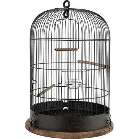 Zolux – Cage à oiseaux vintage Lisette – Métal et bois – Diamètre 38 cm – Habitat esthétique pour oiseaux – Design rétro élégant