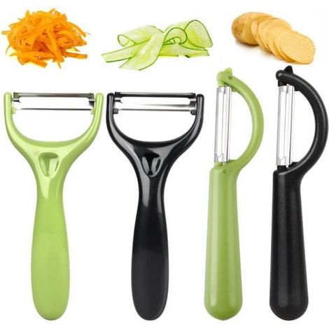 Éplucheur à légumes - ÉCONOME - Double tranchant - Manche ergonomique - Acier inoxydable - Lot de 4 pièces (1/4)