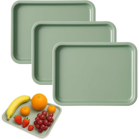 Piatto piano in plastica antiscivolo - 1 pezzo - 24,8 x 17,8 cm - resistente (1/2)