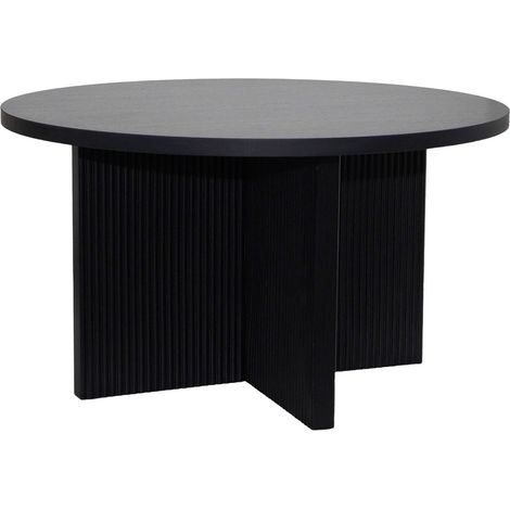 Table basse ronde 80 cm scandinave effet bois noir