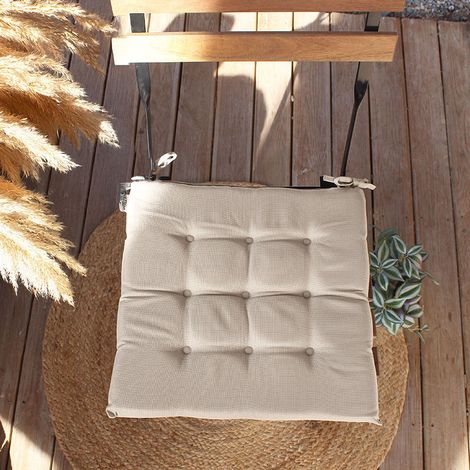 Galette de chaise outdoor unie déperlant et anti uv 40x40 cm - 40x40cm - Naturel