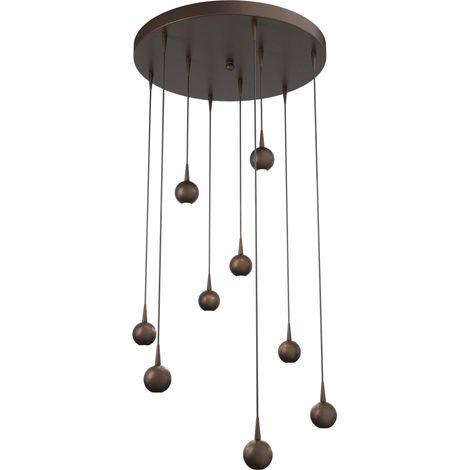 Lampe suspendue à 9 lampes Talana Brun cacao Ø 50cm DTW - 2412-15-15-50-9 (1/3)