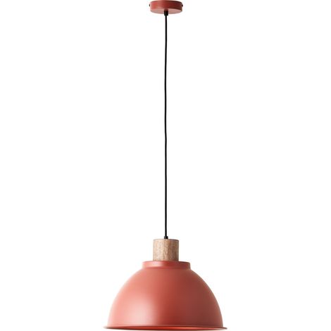 Brilliant Erena Pendelleuchte 38cm rot Metall/Holz 1x A60, E27, 60 W, Geeignet für Normallampe (nicht enthalten) (1/5)