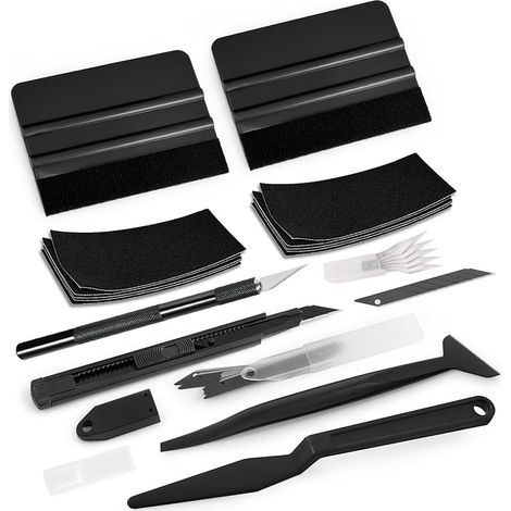 Kit de Raclettes, Kit Covering Outils de Film de Fenêtre de Voiture Vinyle de Teinte, avec Cutter, Raclette en Feutre(Feutre di Ricambio, Mini Raclette (1/5)
