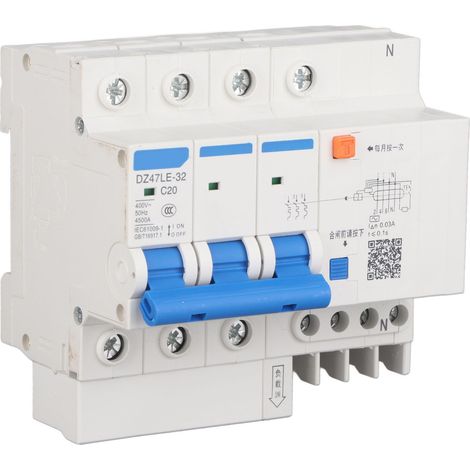 Disjoncteur différentiel DZ47LE 32 3P+N C20 400V 20A Protection de fuite à courant résiduel (1/5)