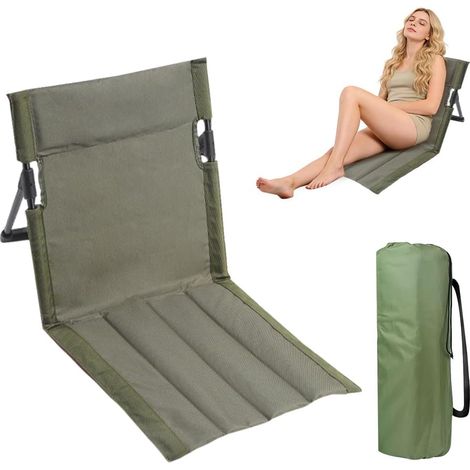 Esterilla de playa con respaldo, silla de playa plegable, cojín plegable portátil para playa, picnic, pesca, camping y conciertos al aire libre. (1/5)