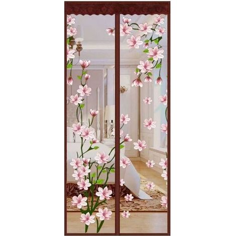 Rideau Moustiquaire Magnétique,Aimant de Porte Rideau Antimoustique Patio Empêche de Passer les Moustiques et Autres Bestioles Moustiquaire Rideau magnétique portes-80x220Cm(31x87Pouces)-Fleur (1/5)