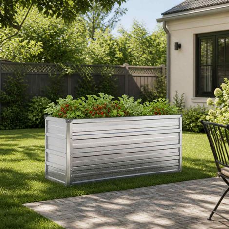 vidaXL Cama de Jardín Elevada Plateado 100 x 40 x 55 cm galvanizado (1/5)