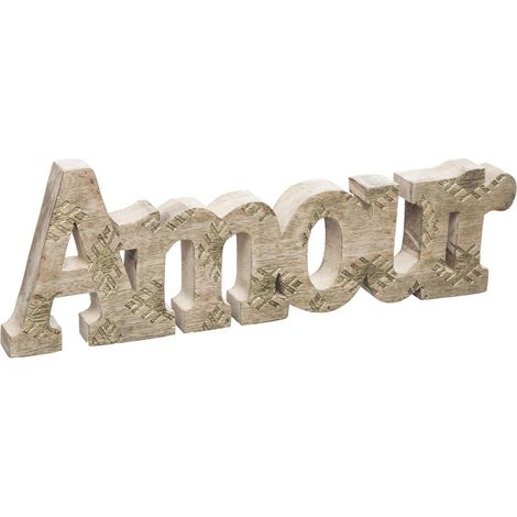 Mot à Poser Déco en Bois "Amour" 30cm Beige (1/2)