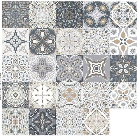 24 piezas de pegatinas de azulejos de mosaico autoadhesivas de estilo marroquí retro, pegatinas de azulejos de pared, azulejos de bricolaje para el hogar, baño, cocina (15x15cm/5. (1/5)