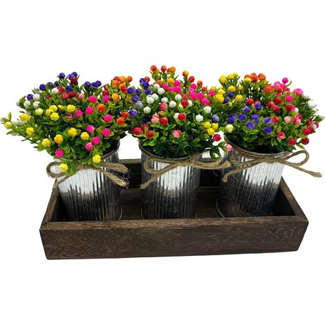 Centre de table, Ensemble de fleurs artificielles, Pots décoratifs, Faux Gypsophila (1/2)
