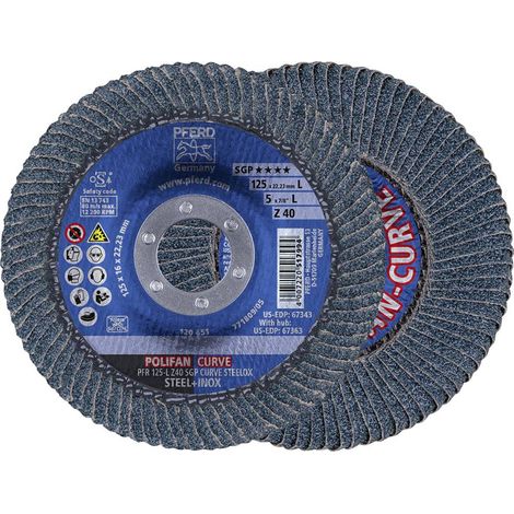 PFERD Dischi a ventaglio in poliuretano Curve, 2 pezzi, Ø 125 mm, larghezza L (14 mm), Z40, SGP STEELOX 69398196 – per una lavorazione precisa della cucitura (1/4)