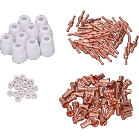 110 Pièces Consommables Coupeur Plasma, Tasse de Protection Céramique, Électrode, Buse, Anneau à Gaz pour Cut40 50 (1/5)
