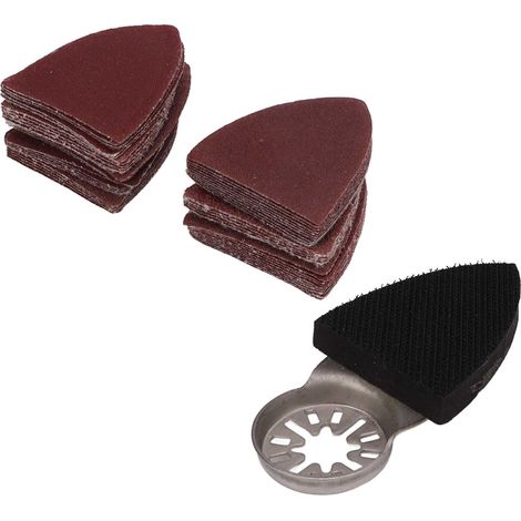 Kit de 51 disques de ponçage oscillants, outil multifonction triangulaire à fixation auto-agrippante. (1/5)