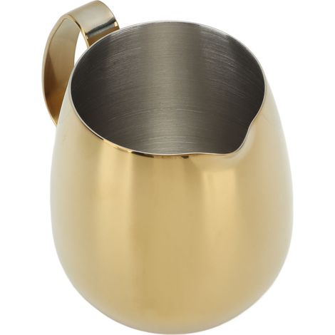Tasse à lait en acier inoxydable doré 350 ml, idéale pour le café, le mousseur à lait, les cappuccinos et les lattes. (1/5)