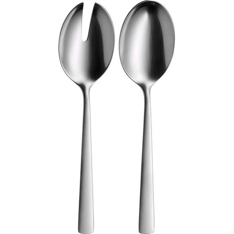 Couverts à salade acier inoxydable 24 cm, fourchette à salade, cuillère de service, acier inoxydable mat, résistant aux rayures, va au lave-vaisselle (1/4)