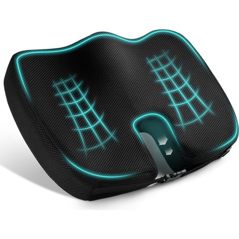Coussin de siège ergonomique en mousse à mémoire de forme, housse réversible et amovible avec sangles réglables, pour chaise de bureau, fauteuil roulant, siège auto. (1/5)