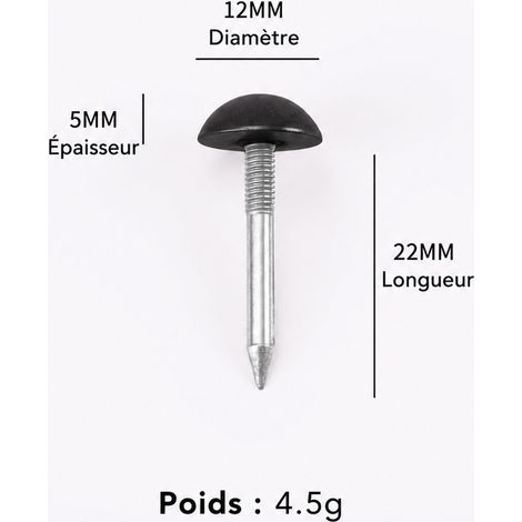 Clou décoratif demi-sphérique T1004 noir antique en acier inoxydable 1,2 cm t1004-1 2 acier 2,7 × 1,2 × 2,7 cm 4 g – Livraison gratuite