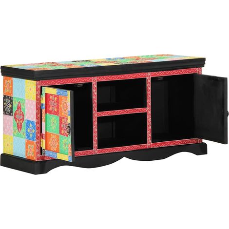 Pratico mobile porta TV moderno con ripiani 100 x 35 x 50 cm in legno massello di mango 020057710