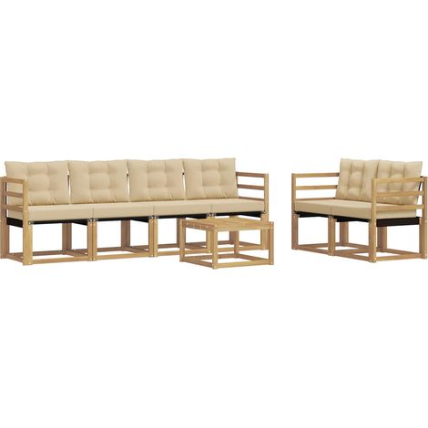 Outdoor Sofa Set with Cushion 7 pcs White and Beige vidaXL (1/5)