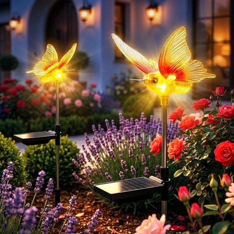 Lumière Solaire Jardin,2 Pièces Papillon Lampe Solaire Extérieure,1200mAh Étanchéité IP67 Lampes Solaires Allumage Automatique pour l'extérieur,Lumière Décoration pour Jardin Patio,Pelouse,Terrasse (1/5)