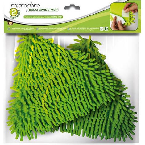 2 Recharges Balai microfibre lavable - Vert - VENTEO - Recharges déhoussable/lavable en machine - Compatible avec balai Swing-mop (1/5)