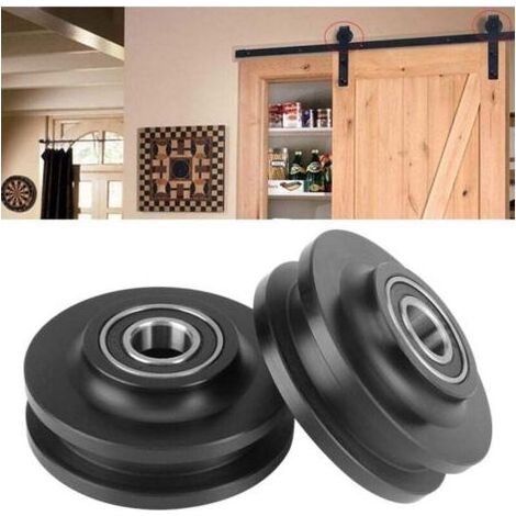 4Pcs Roulettes Coulissantes Roues de porte Grange Placard Armoire Quincaillerie Cabinet Fenêtre Poulie Coulissante (1/4)