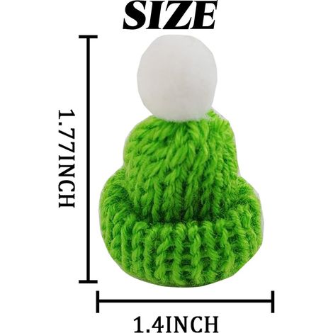 55 mini bonnets de Noël tricotés - Chapeaux pour poupées et décorations de Noël - Accessoires pour cheveux à faire soi-même (rouges et verts) (1/3)