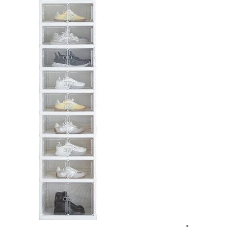 Armadio per scarpe trasparente a 9 piani - montaggio semplice - design bianco minimalista (1/5)